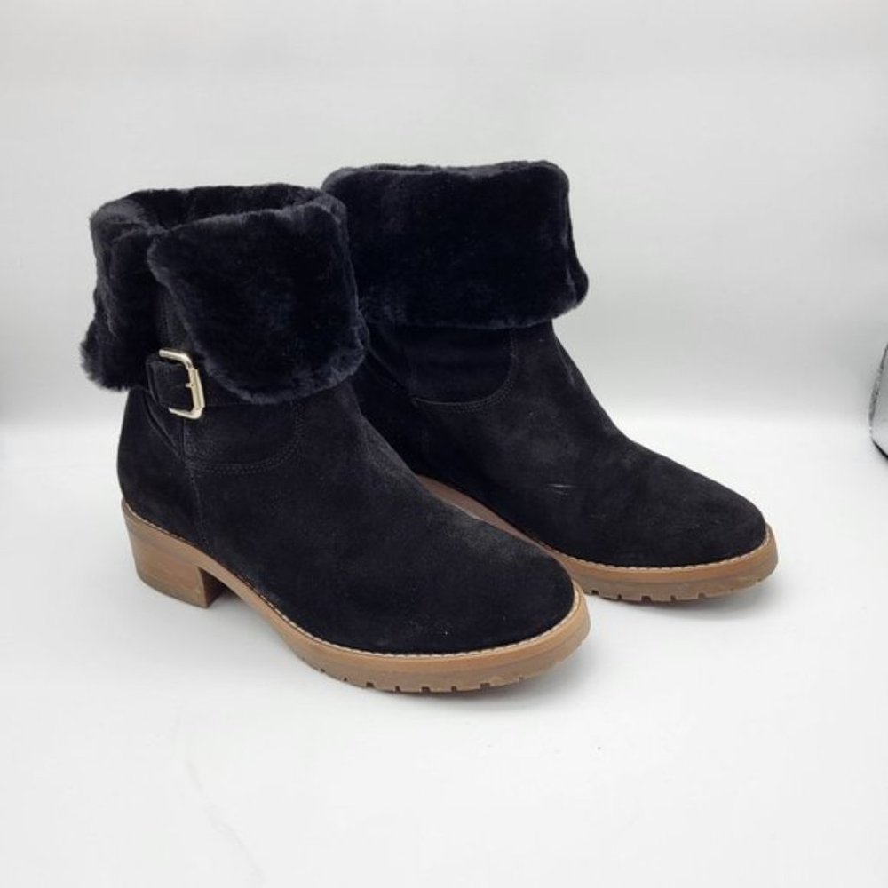 Boden Black Suede Plush Lined Ankle Booties, US Size 7, EUC - Picture 3 of 16